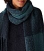 Eileen Fisher Ultrasoft Alpaca Wool Blend Check Pattern Fringe Scarf, Color:Ink - Image 3