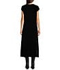 Eileen Fisher Velvet V-Neck Cap Sleeve Pull-On A-Line Dress - Image 2