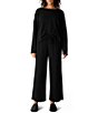 Eileen Fisher Waffle Double-Knit Wide Drawstring Pull-On Ankle Pants - Image 3