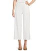 Color:Ivory - Image 1 - Washable Flex Ponte Knit Wide-Leg Pocketed Pull-On Cropped Pants