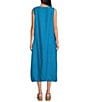 Eileen Fisher Washed Organic Linen Ballet Neck Sleeveless Lantern Dress, Color:Oahu Blue - Image 2