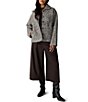 Eileen Fisher Wool-Blend Tweed Collared Long Sleeve Button-Front Boxy Jacket - Image 3