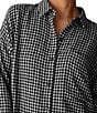 Eileen Fisher Wool Cotton Check Woven Point Collar Long Sleeve Button-Front Shirt - Image 3