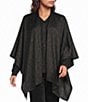 Eileen Fisher Wool Lurex Collarless 3/4 Sleeve Open-Front Poncho - Image 1