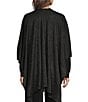 Eileen Fisher Wool Lurex Collarless 3/4 Sleeve Open-Front Poncho - Image 2