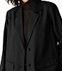 Eileen Fisher Wool Spun Notch Lapel Collar Long Sleeve Two Button-Front Blazer - Image 4