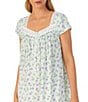 Color:Mint Print - Image 3 - Cap Sleeve Sweetheart Neck Cotton Jersey Knit Ditsy Floral Nightgown