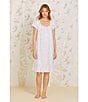 Color:Floral Print - Image 4 - Cap Sleeve Sweetheart Neck Cotton Jersey Knit Floral Nightgown