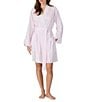 Eileen West Check Print Swiss Dot Long Sleeves Coordinating Short Woven Wrap Robe - Image 1
