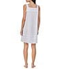 Eileen West Dobby Stripe Sleeveless Cotton Woven Short Chemise, Color:White - Image 2
