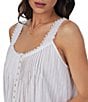 Eileen West Dobby Stripe Sleeveless Cotton Woven Short Chemise, Color:White - Image 3