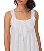Color:White - Image 3 - Dobby Striped Textured Woven Round Neck Sleeveless Ballet Cotton Nightgown