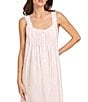 Eileen West Dobby Striped Textured Woven Round Neck Sleeveless Ballet Cotton Nightgown - Image 3