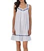 Color:White - Image 1 - Embroidered Floral Sleeveless Sweetheart Neck Woven Cotton Short Ruffle Hem Chemise