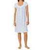 Color:White Multi - Image 1 - Floral Cotton Jersey Cap Sleeve Sweetheart Neck Short Nightgown