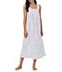 Color:White - Image 1 - Floral Embroidered Sleeveless Sweetheart Neck Woven Cotton Ballet Nightgown