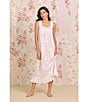 Color:White - Image 4 - Floral Embroidered Sleeveless Sweetheart Neck Woven Cotton Ballet Nightgown