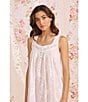 Color:White - Image 5 - Floral Embroidered Sleeveless Sweetheart Neck Woven Cotton Ballet Nightgown
