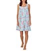Eileen West Floral Jersey Knit Sleeveless Sweetheart Neck Chemise, Color:Aqua Floral - Image 1