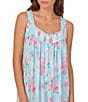 Eileen West Floral Jersey Knit Sleeveless Sweetheart Neck Chemise, Color:Aqua Floral - Image 4
