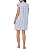 Color:White/Navy - Image 2 - Floral Print Cap Sleeve Pintuck Beaded Lace Sweetheart Neck Jersey Cotton Ruffle Trim Short Nightgown
