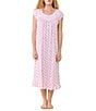 Eileen West Floral Print Cap Sleeve Scoop Neck Cotton Jersey Knit Midi Nightgown - Image 1