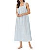 Color:White Blue - Image 1 - Floral Print Cotton Lawn Square Neck Sleeveless Ballet Nightgown
