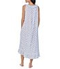 Color:White/Blue Floral - Image 2 - Floral Print Sleeveless Lace Ruffle Trim Square Neck Woven Swiss Dot Ballet Midi Nightgown