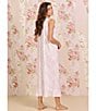 Color:Pink Floral - Image 5 - Floral Print Sleeveless Sweetheart Neck Long Knit Ballet Nightgown