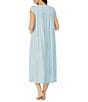 Color:Blue/White - Image 2 - Floral Print Soft Cotton Knit Round Neck Cap Sleeve Nightgown