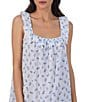Color:White/Blue Floral - Image 3 - Floral Print Swiss Dot Sleeveless Lace Ruffle Trim Square Neck Short Woven Chemise