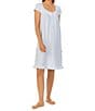 Color:White Floral Stripe - Image 1 - Floral Striped Cotton Jersey Cap Sleeve Sweetheart Neck Short Nightgown