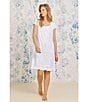 Color:White Floral Stripe - Image 4 - Floral Striped Cotton Jersey Cap Sleeve Sweetheart Neck Short Nightgown