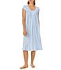 Color:Blue/Print - Image 1 - Leaf Print Modal Jersey Cap Sleeve Round Neck Waltz Nightgown