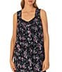 Color:Black Ground Floral - Image 3 - Modal Jersey Floral Print Sleeveless Sweetheart Neck Chemise