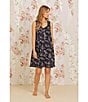 Color:Black Ground Floral - Image 4 - Modal Jersey Floral Print Sleeveless Sweetheart Neck Chemise