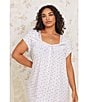 Color:Floral Print - Image 5 - Plus Size Cap Sleeve Sweetheart Neck Cotton Jersey Knit Floral Nightgown