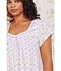 Color:Floral Print - Image 6 - Plus Size Cap Sleeve Sweetheart Neck Cotton Jersey Knit Floral Nightgown