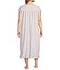 Color:White Multi - Image 2 - Plus Size Floral Cap Sleeve Round Neck Jersey Knit Cotton Long Nightgown