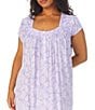 Color:Lilac Ground - Image 3 - Plus Size Floral Modal Jersey Cap Sleeve Sweetheart Neck Waltz Nightgown