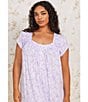 Color:Lilac Ground - Image 4 - Plus Size Floral Modal Jersey Cap Sleeve Sweetheart Neck Waltz Nightgown