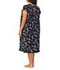 Color:Black Ground Floral - Image 2 - Plus Size Floral Print Modal Jersey Sweetheart Neck Ruffle Cap Sleeve Waltz Nightgown