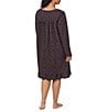 Eileen West Plus Size Floral Print Sweetheart Neck Long Sleeve Knit Short Nightgown, Color:Black Multi Print - Image 2