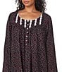 Eileen West Plus Size Floral Print Sweetheart Neck Long Sleeve Knit Short Nightgown, Color:Black Multi Print - Image 3