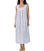 Color:White/Navy - Image 1 - Plus Size Sleeveless Sweetheart Neck Woven Floral Print Ballet Nightgown