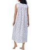 Color:White/Navy - Image 2 - Plus Size Sleeveless Sweetheart Neck Woven Floral Print Ballet Nightgown