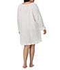 Eileen West Plus Size Solid Long Sleeve V-Neck Cotton Woven Lawn Short Nightgown - Image 2