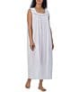 Color:White - Image 1 - Plus Size Striped Sleeveless Square Neck Woven Cotton Ballet Nightgown