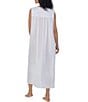Color:White - Image 2 - Plus Size Striped Sleeveless Square Neck Woven Cotton Ballet Nightgown