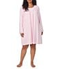 Eileen West Plus Size Sweater Knit V-Neck Long Sleeve Short Nightgown - Image 1